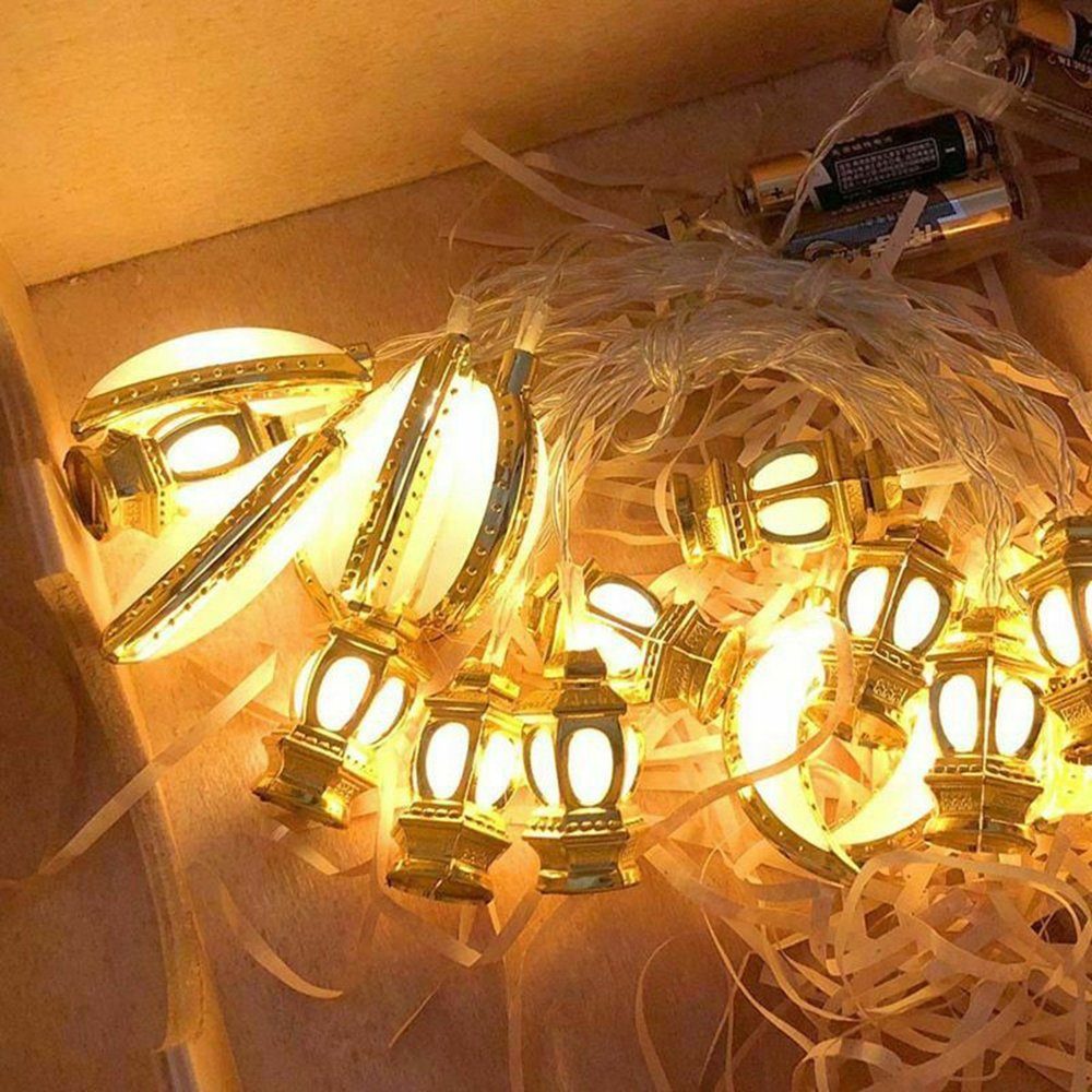 Rosnek LED Dekolicht LED Star Moon String Light, Eid Muslim Islam Festival Party Deko, 10LEDs 1.5m