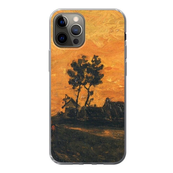MuchoWow Handyhülle Landschaft bei Sonnenuntergang - Vincent van Gogh Handyhülle Apple iPhone 12 Pro Smartphone-Bumper Print Handy