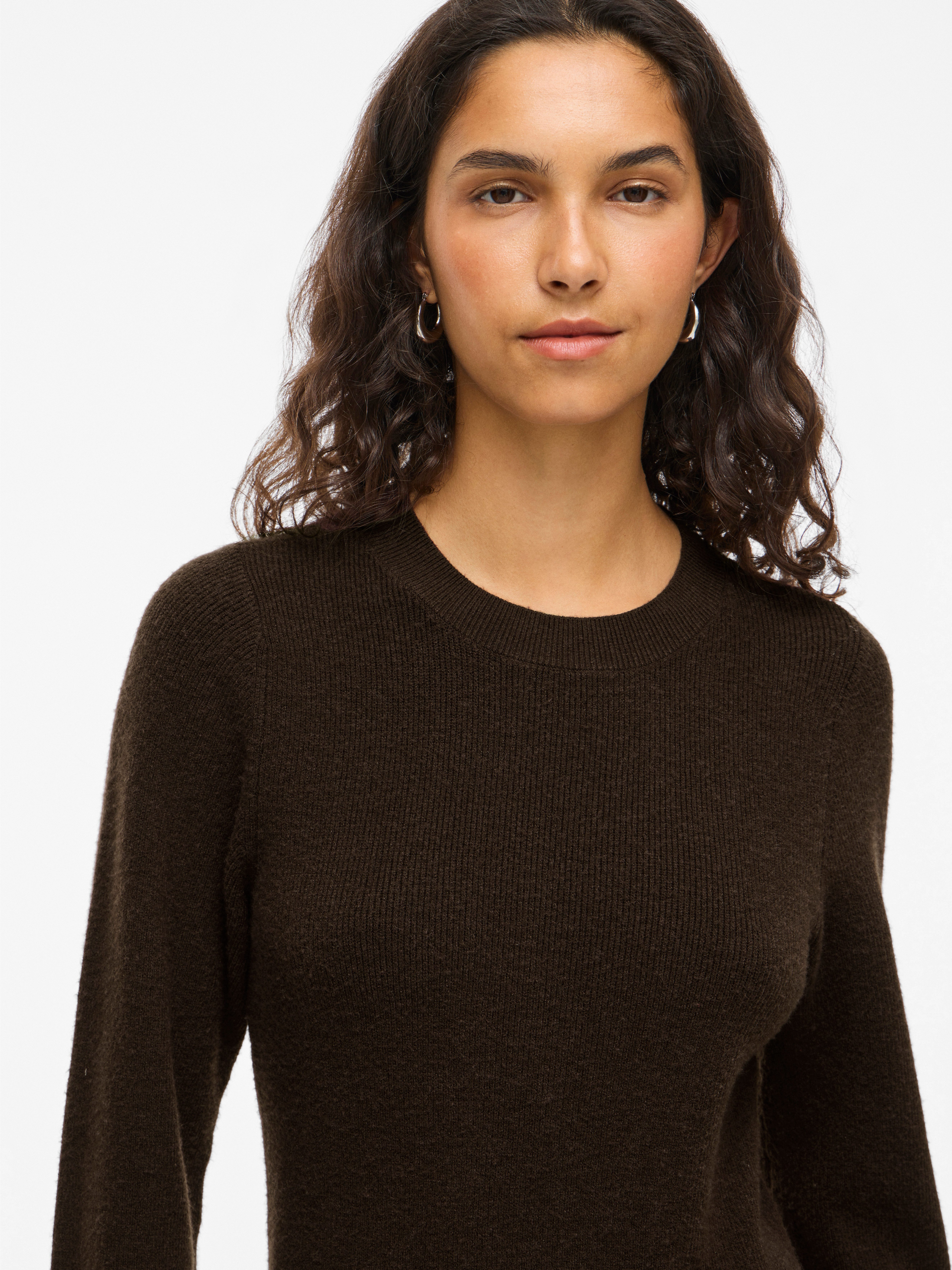 Vila Strickkleid VIKERRY O-NECK L/S KNIT MAXI DRESS-NOOS Materialmix, regular fit