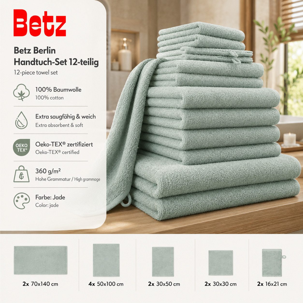 Betz Handtuch Set Betz 12 tlg. Handtuch Set Berlin, 100% Baumwolle (12 Teile, 12-St)