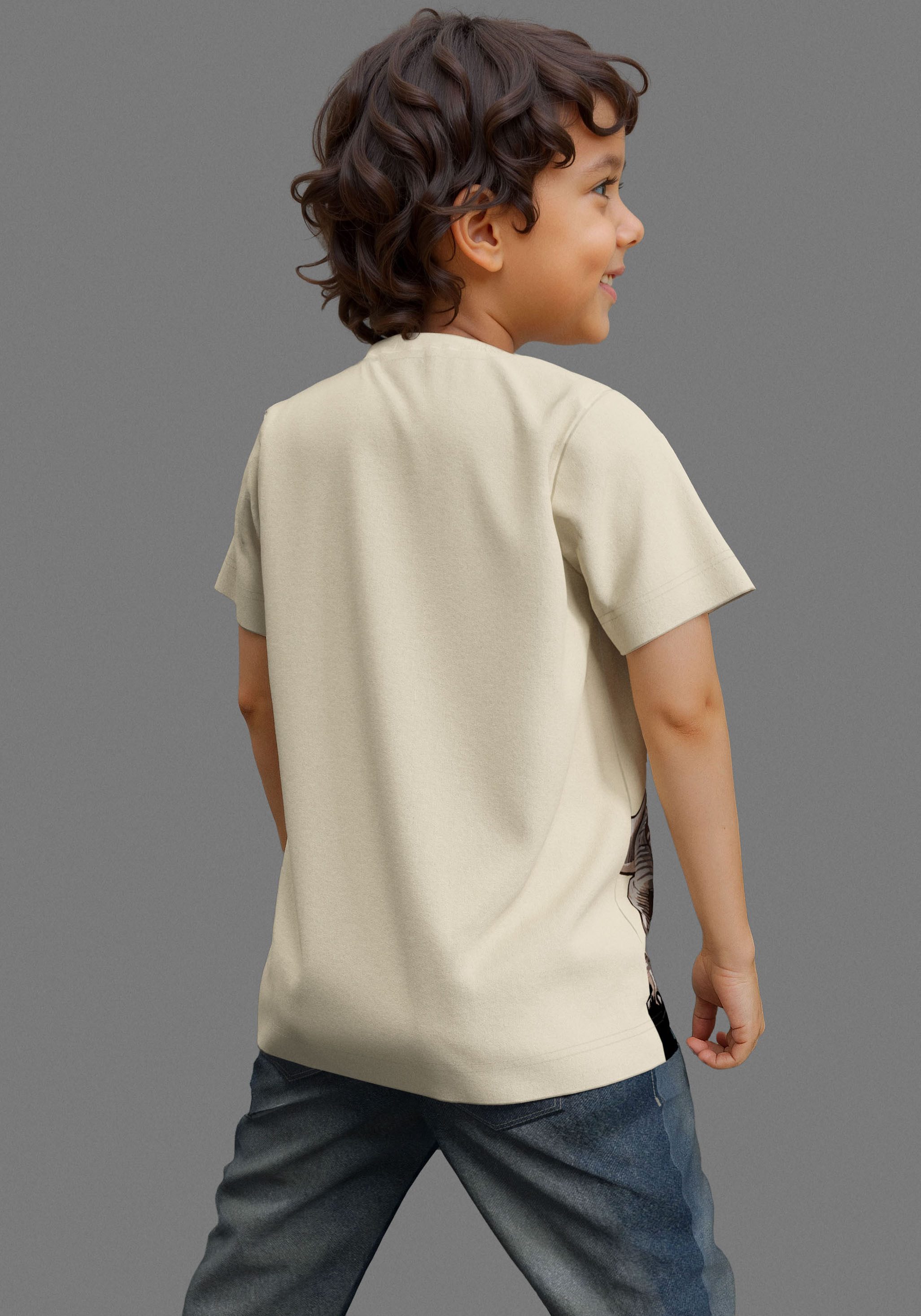KIDSWORLD T-Shirt Druck: DINO REX ATTACK, mit großem Saum-Druck