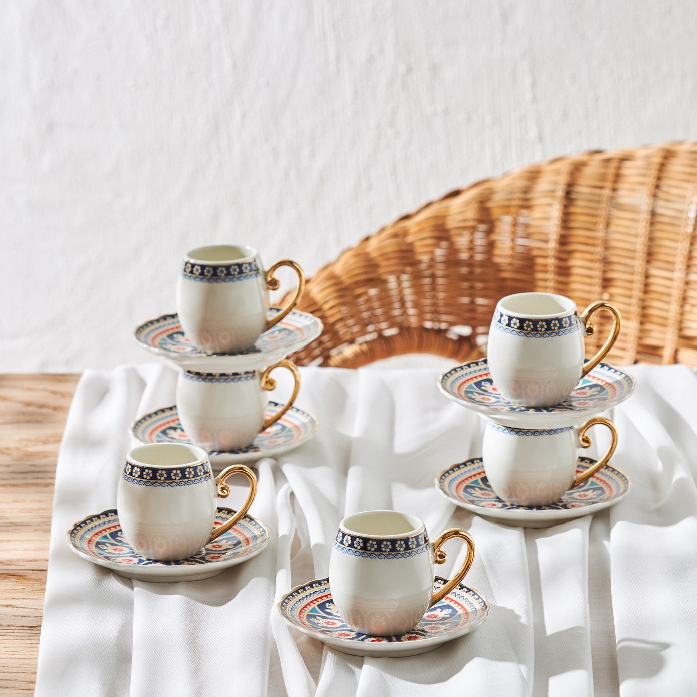 Karaca Teeservice Karaca Söğüt Kaffeetassen Mokkatasse Set, 6 Personen, 90 ml