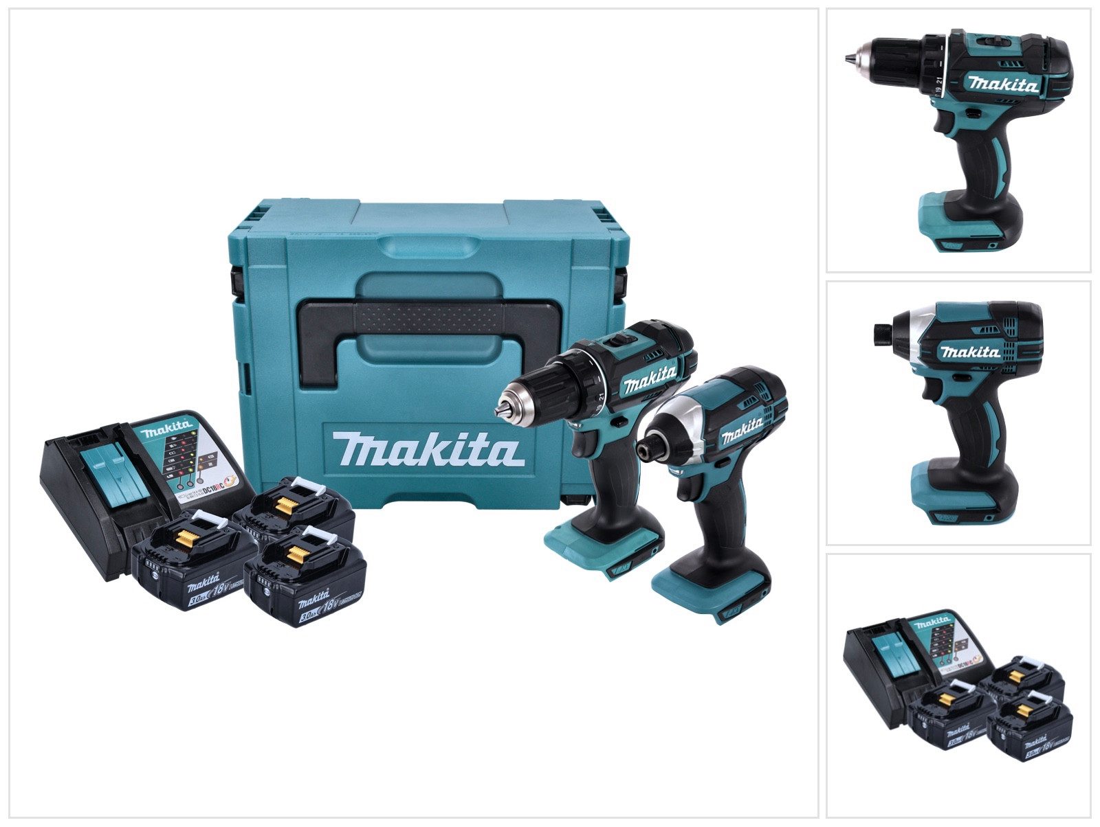 Makita Säulenbohrmaschine DLX 2127 J1 Akku Combo Kit DDF 482 Z Akku Bohrschrauber + DTD 152 Akk