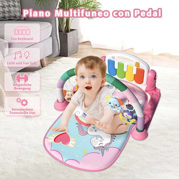 GOOLOO Spielbogen Spielbogen Spielbogen Krabbelmatte mit Musikklavier für Baby rosa, (Baby Klavierständer, 1-tlg., 1-st), mit Musiktasten und lustigen Tiermotiven