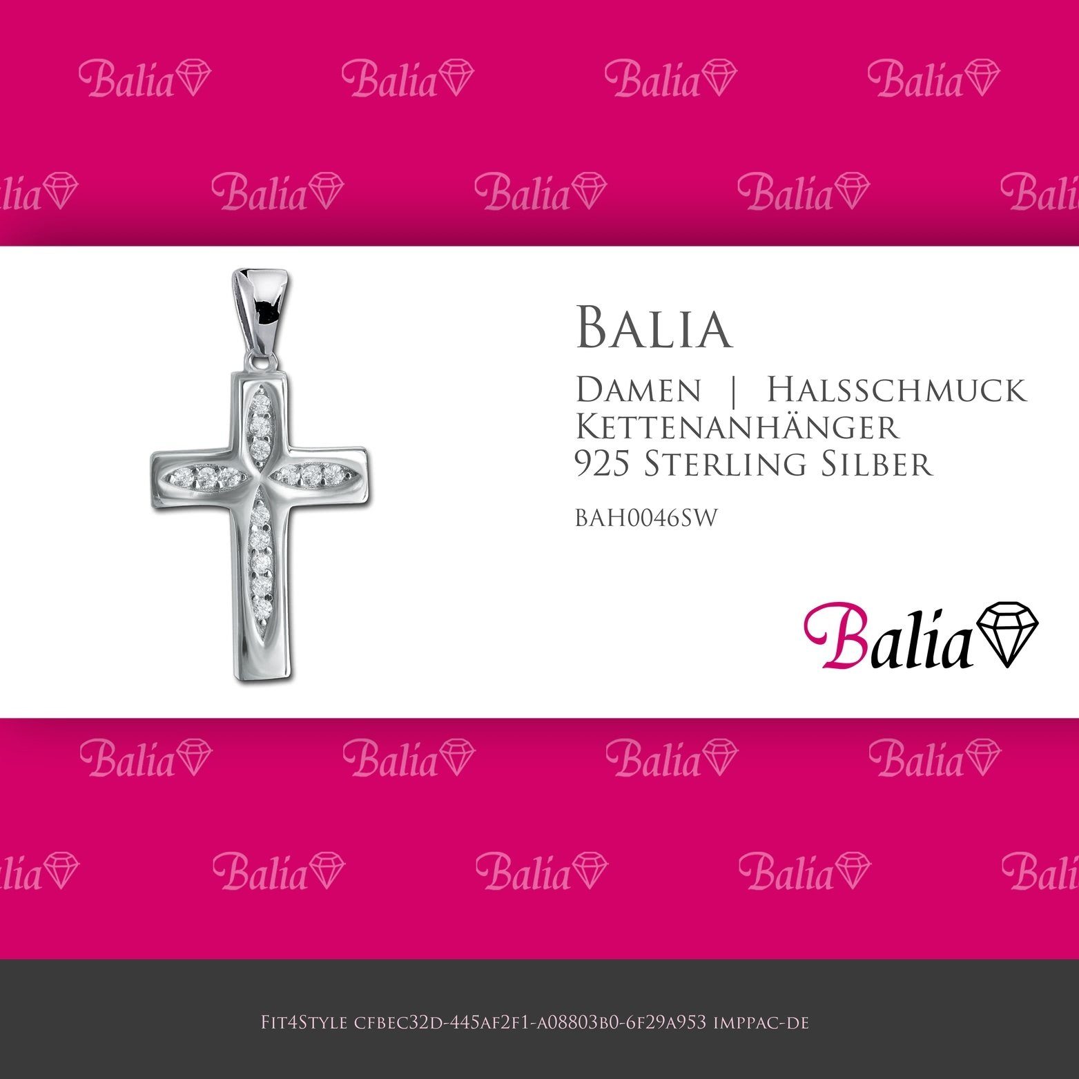 Balia Balia ca. Kettenanhänger Sterling Kettenanhänger Silber (Kreuz) Damen 925, Kettenanhänger für 925 2,8cm,