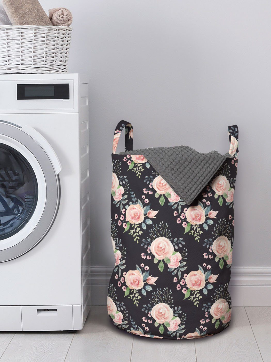 Abakuhaus Wäschesäckchen Wäschekorb Roses Floral Kordelzugverschluss Waschsalons, Garten Englischer mit Griffen für Jahrgang