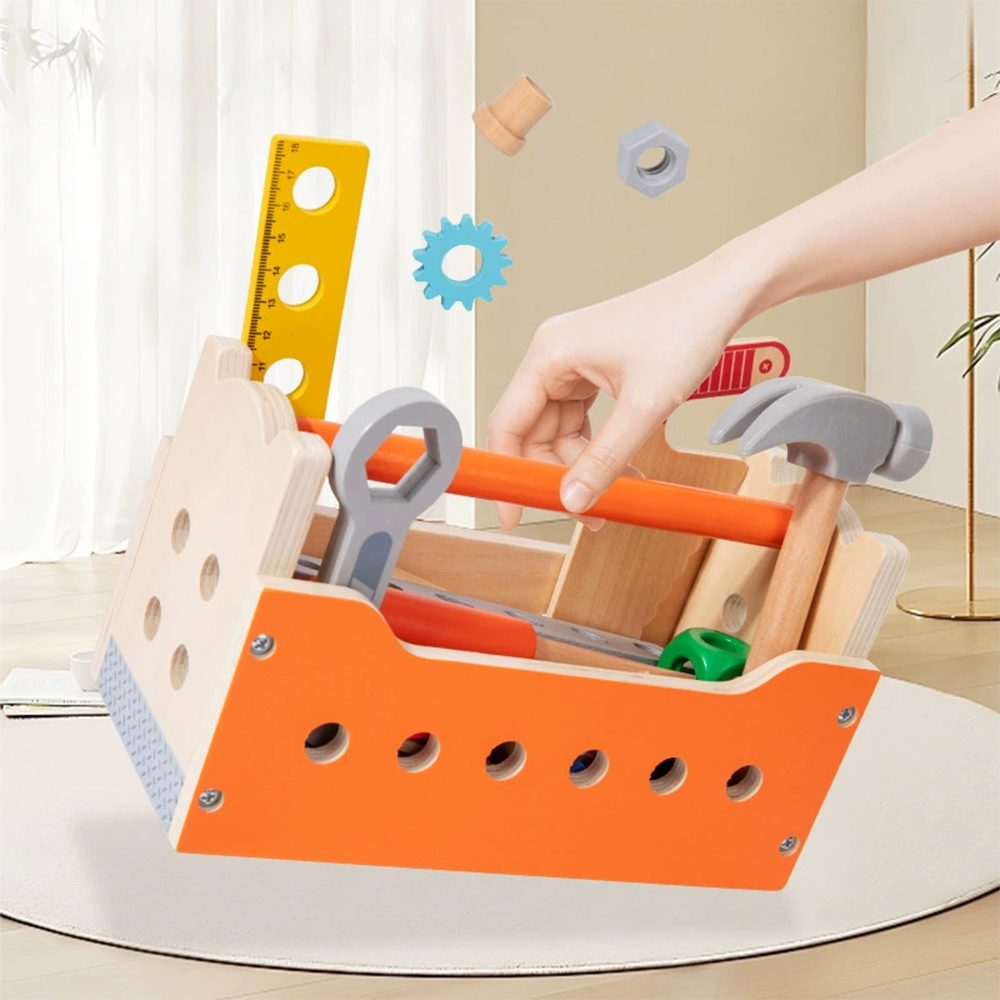 CLTYQ Spielwerkzeugkoffer Holz-Werkzeugset für Kinder – Montessori Holzspielzeug für Kinder, (124-tlg), Werkzeug Lernspiele 3 4 5 Jahre,pädagogisches Vorschulspielzeug