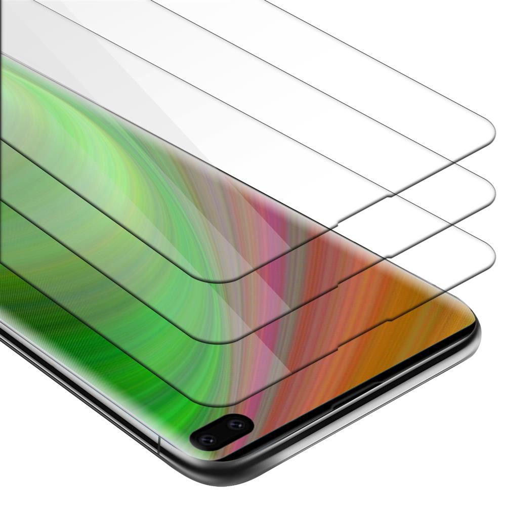 Cadorabo Schutzfolie für Samsung Galaxy S10 PLUS Schutzfolie, (3-St), 3x Schutzglas Panzer Folie (Tempered) Display Schutzfolie 3D Touch