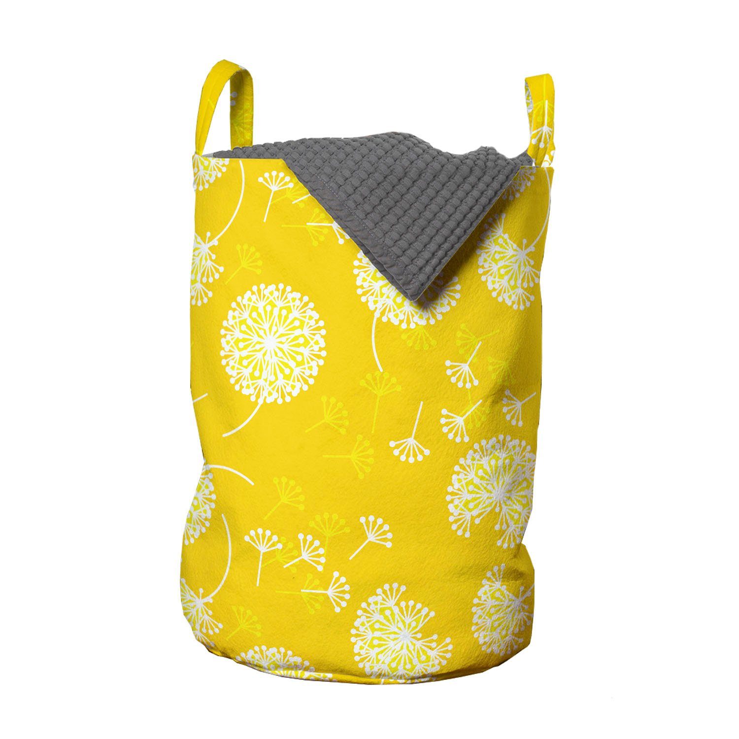Abakuhaus Wäschesäckchen Wäschekorb mit Griffen Kordelzugverschluss für Waschsalons, Gelb und Weiß Zusammenfassung Löwenzahn