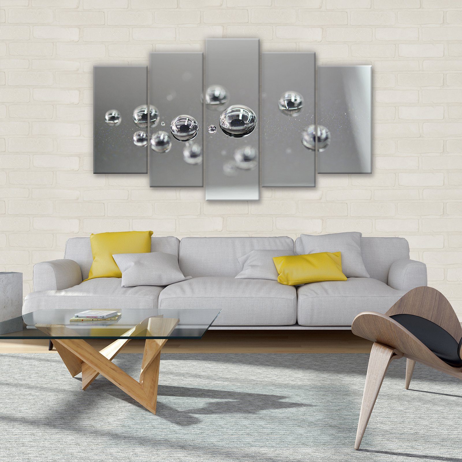 Wallarena Leinwandbild Set Abstrakt Grau Loft Wandbilder Wand Deko XXL Mode günstig online kaufen