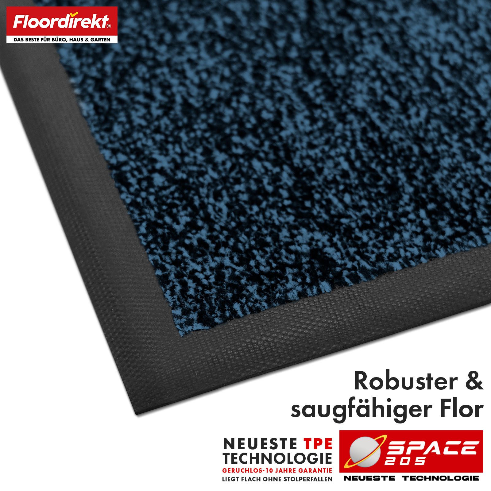 Floordirekt Fußmatte Space, Schmutzfangmatte hochabsorbierend - Matte Eingangsbereich, langlebig & rutschfest - Fußmatte innen/Schmutzfangmatte außen