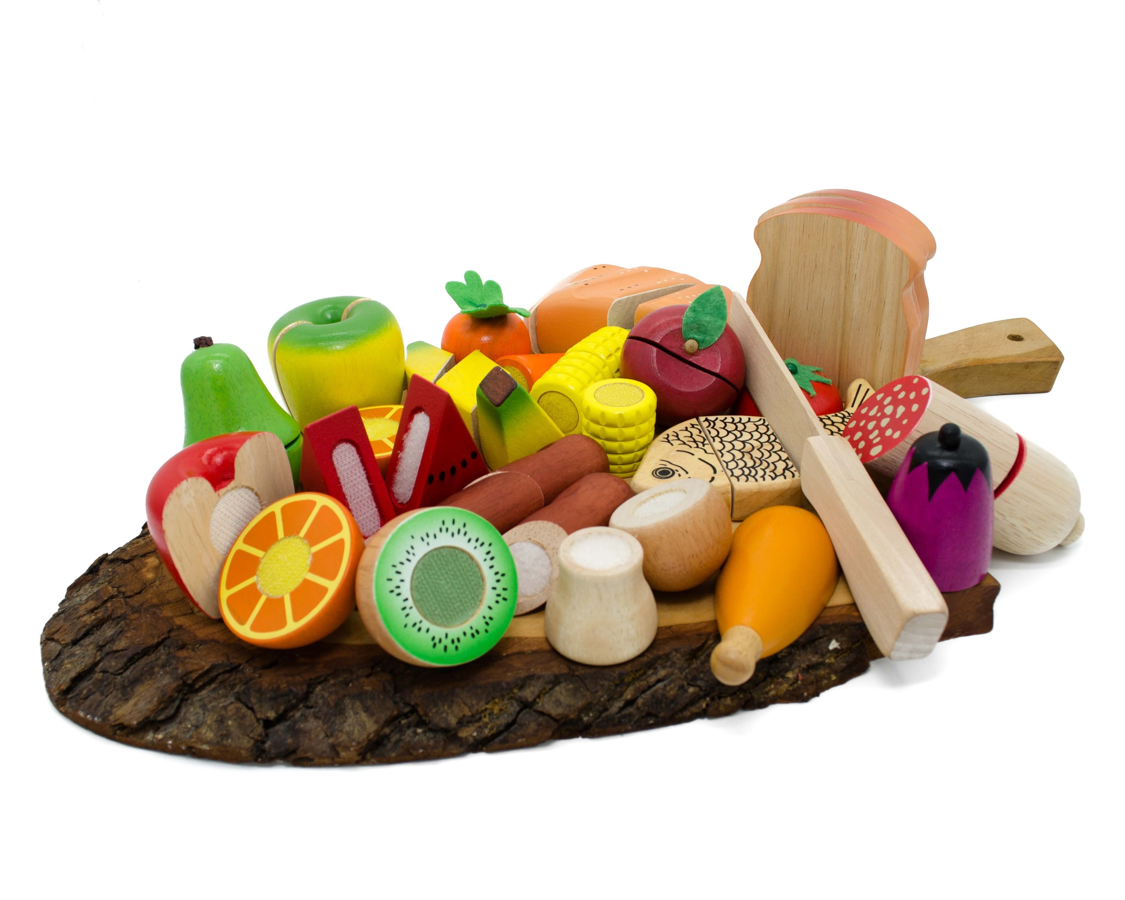 ESTIA Holzspielwaren Spiellebensmittel Obst aus Holz zum Schneiden, 2 Stück  im Set, Lebensmittel aus Holz zum Schneiden