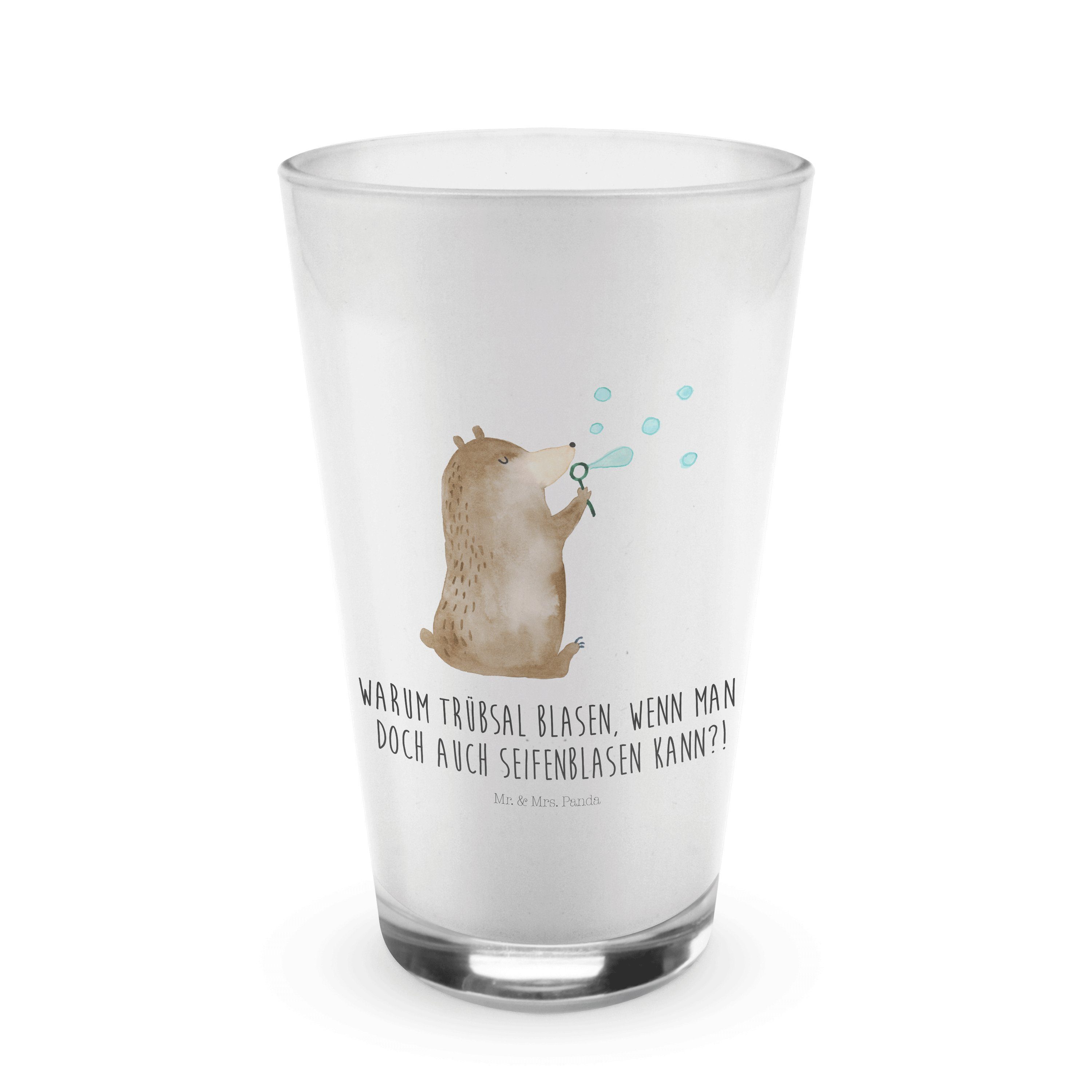 Mr. & Mrs. Panda Glas Bär Seifenblasen - Transparent - Geschenk, Teddybär, Teddy, Latte Mac, Premium Glas