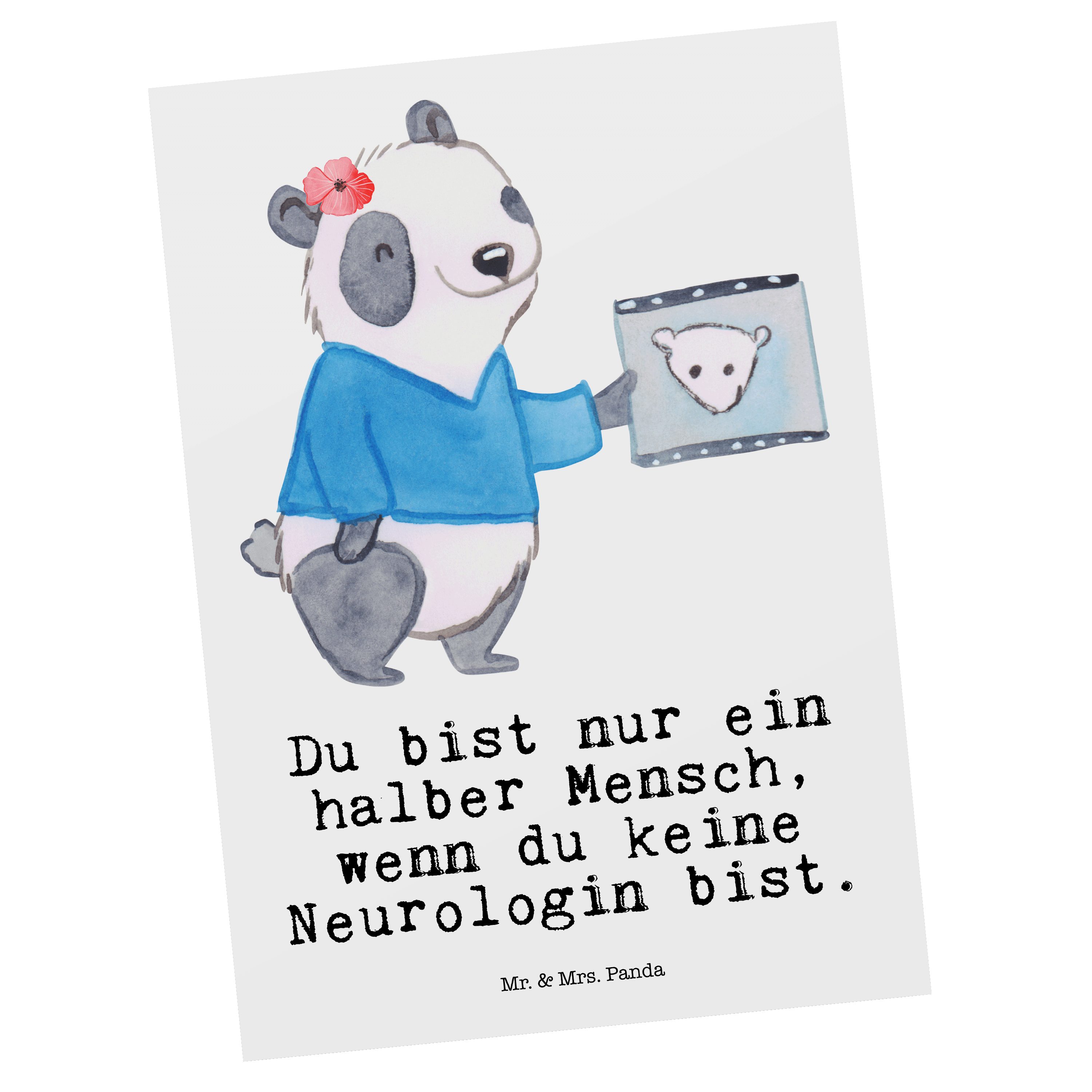 Mr. & Panda Medizinstudium, Dankeschön, Geschenk, - - Herz Neurologin Postkarte Mrs. Ge Weiß mit