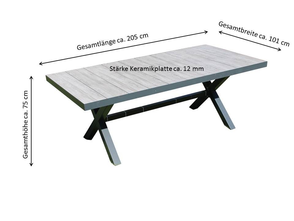 Leco Gartentisch Terrassentisch XXL Tisch Gartentisch Keramiktisch Tisch Manhattan (1 Tisch), XXL Format