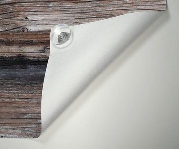 Sonnenschutz Alte Holzwand - Holzplanken in grau und braun, Wallario, blickdicht, mit Saugnäpfen, wiederablösbar und wiederverwendbar