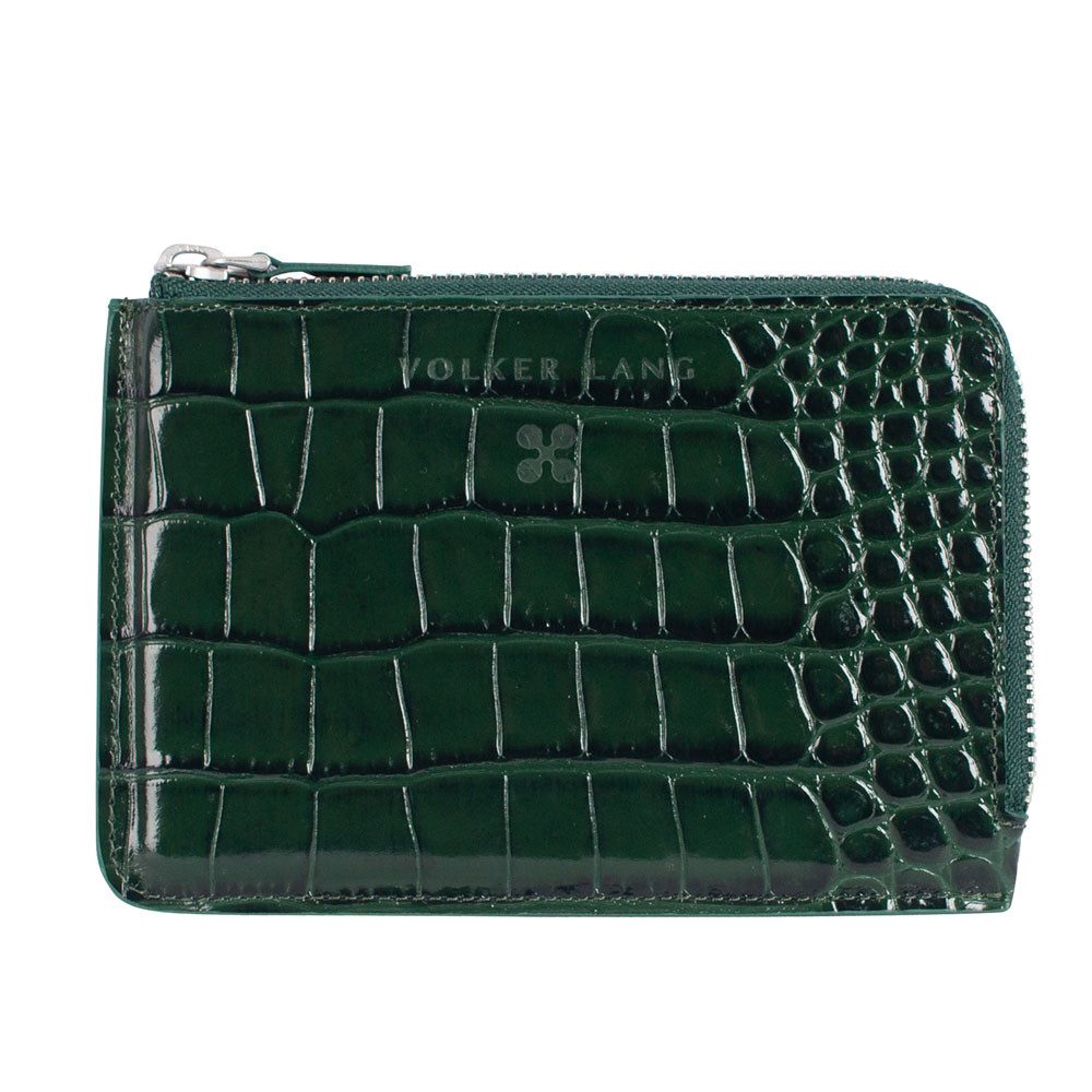 VOLKER LANG Kartenetui EURO - Flaches Lederportemonnaie mit Reißverschluss und praktischen