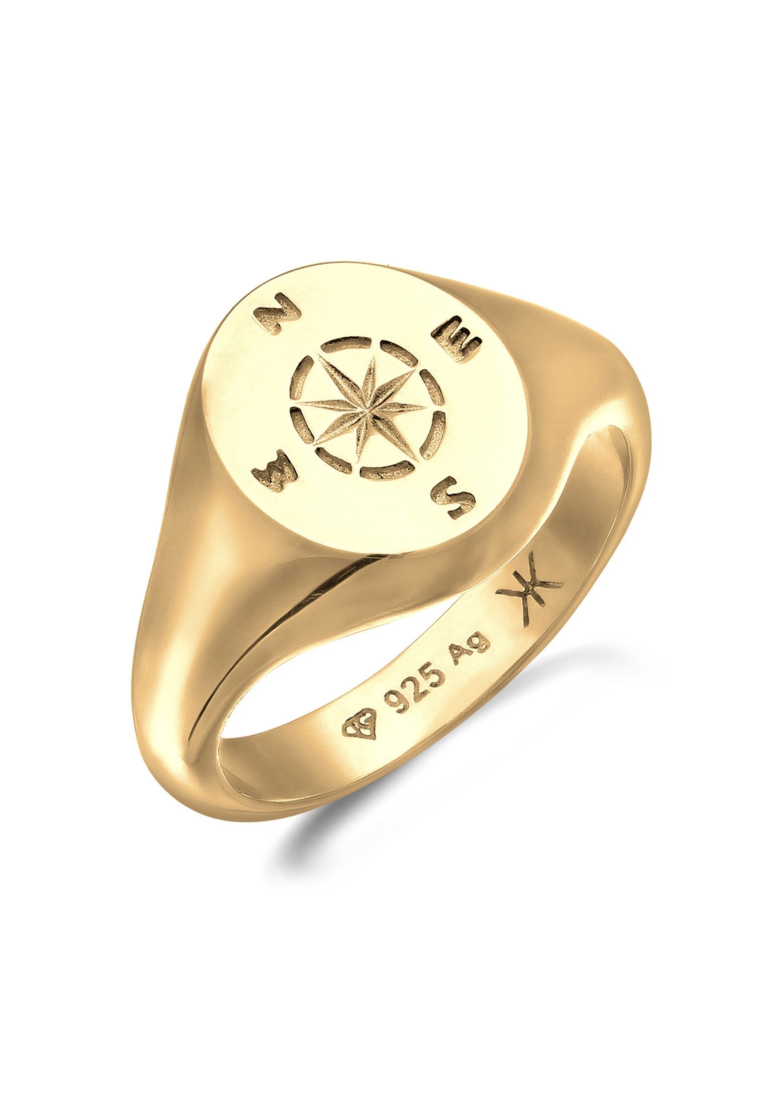 Kuzzoi Siegelring Siegelring Kompass 925 Sterling Silber