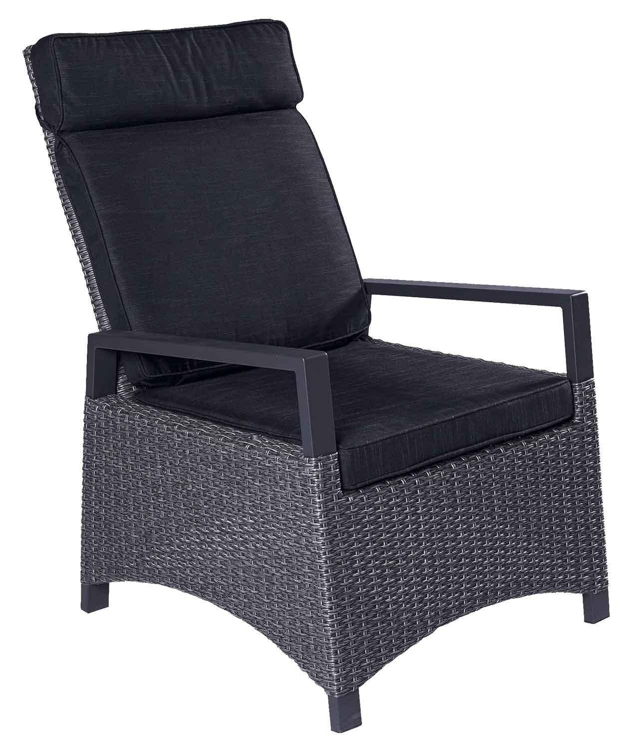 Outdoor Gartensessel KERAMO, Anthrazit, Grau, B 57 x T 68 m, Aluminium, (1-St), Kunststoffgeflecht, Rückenlehne verstellbar