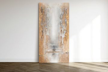 YS-Art Gemälde Klassisch II, Abstraktion, Leinwandbild 3D Effekt Abstrakt in Bronze und Gold