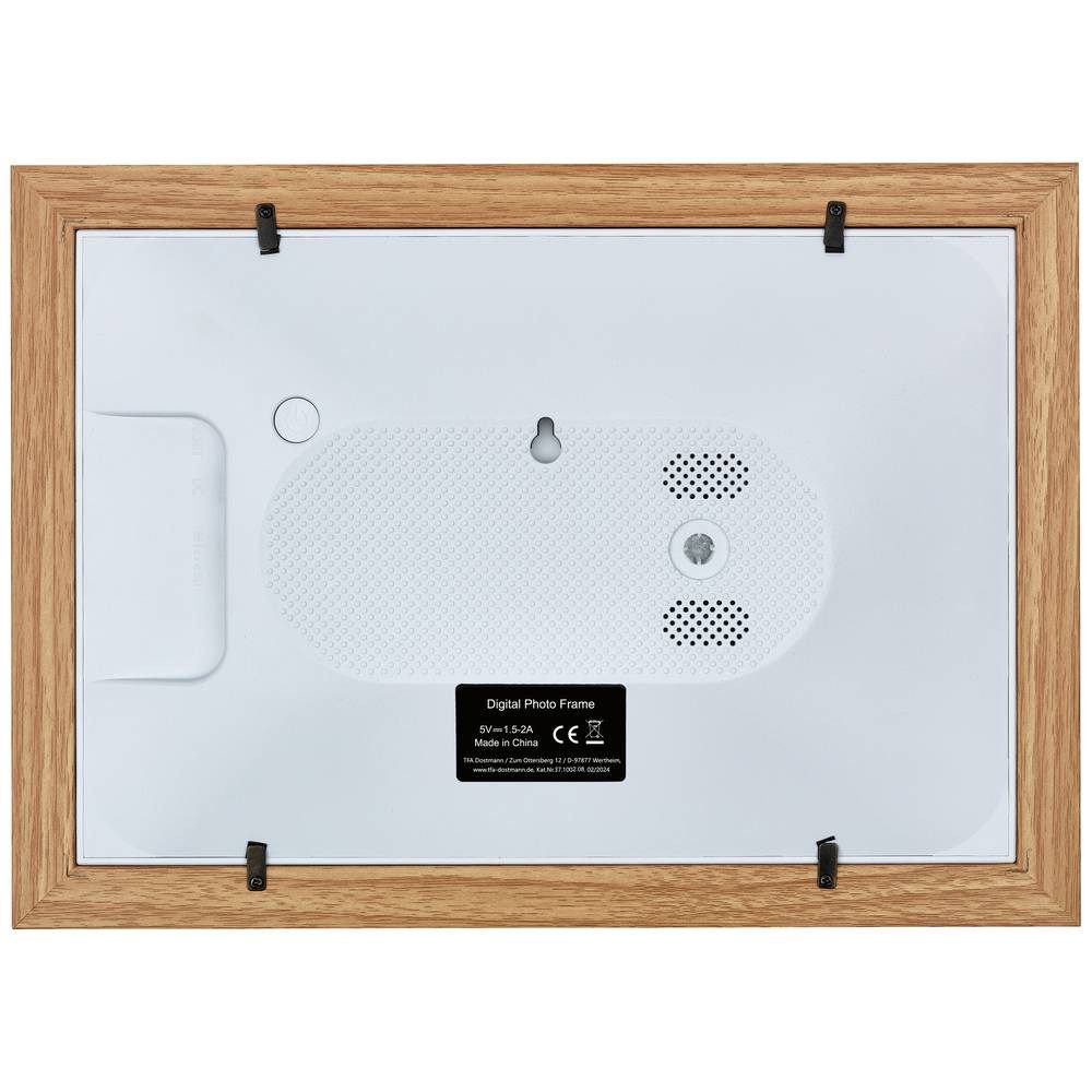 TFA Dostmann Digitaler Bilderrahmen 37.1002.08 Digitaler Bilderrahmen (integrierter Speicher, Lautsprecher, Uhr, Wandmontage, Wetterstation)