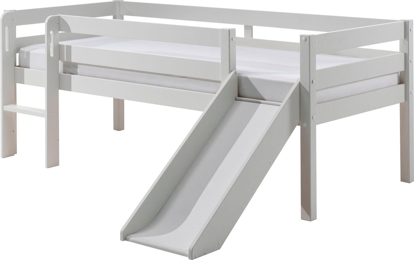 Vipack Spielbett Pino, Kiefer massiv, Liegefläche 90/200, Made in Europe (inkl. Leiter, Absturzschutz, 2 Farben zur Auswahl), inkl. Rolllattenrost, wahlweise mit oder ohne Rutsche