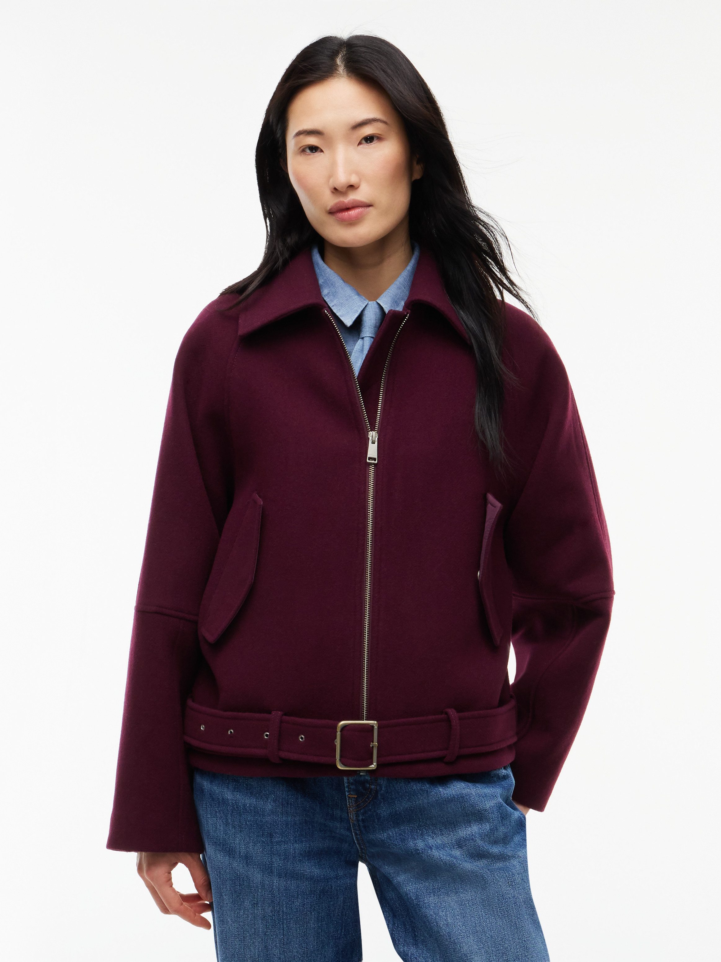 Tommy Jeans Kurzjacke TJW ZIP THRU WOOL JACKET Materialmix, mit Wolle