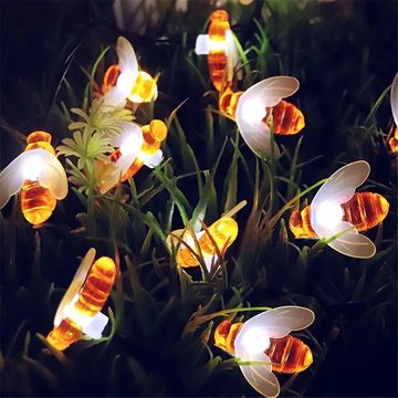 Bifurcation Außen-Stehlampe 5M 20 LED Biene Outdoor Garten Zaun Terrasse Weihnachtskranz, 1 Packung Bienen-Solar-Lichterketten, LED-Lichterketten