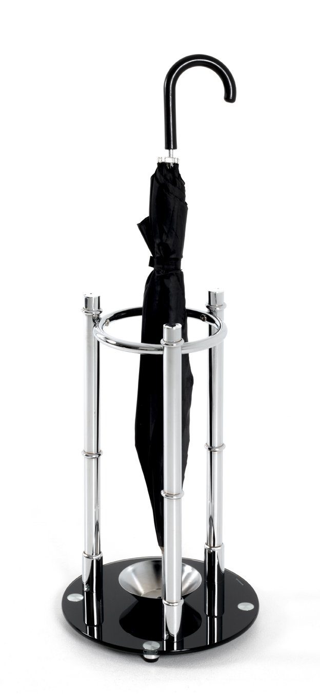 Schirmständer aus Schirmständer in schwarz Fuß möbelando aus Sicherheitsglas chrom, Lenne, lackiert Stahlrohr