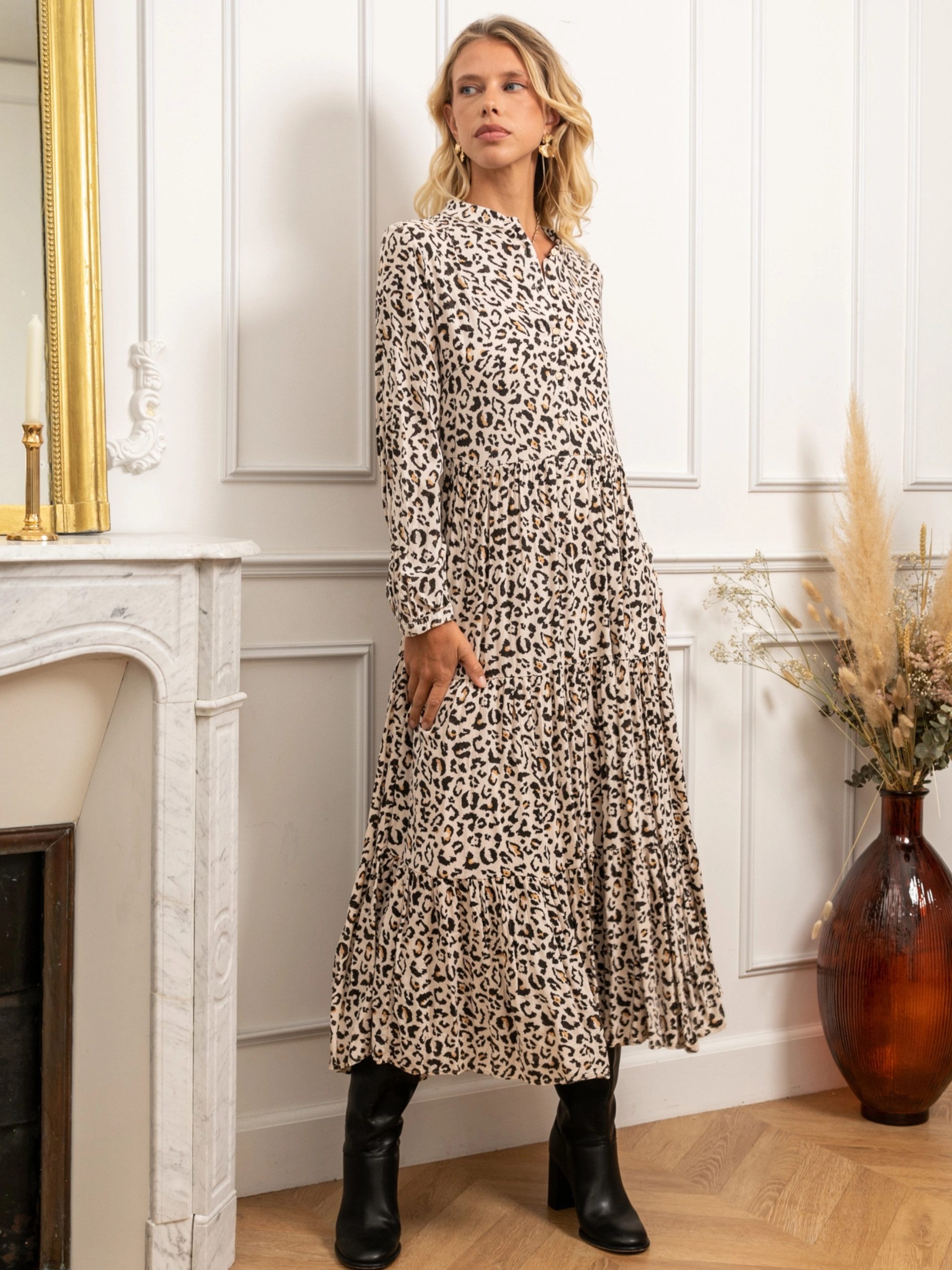 ANNIS Fashion & Accessoires Maxikleid "WILD ELEGANCE" (1-tlg) NEU, Leo Prin günstig online kaufen