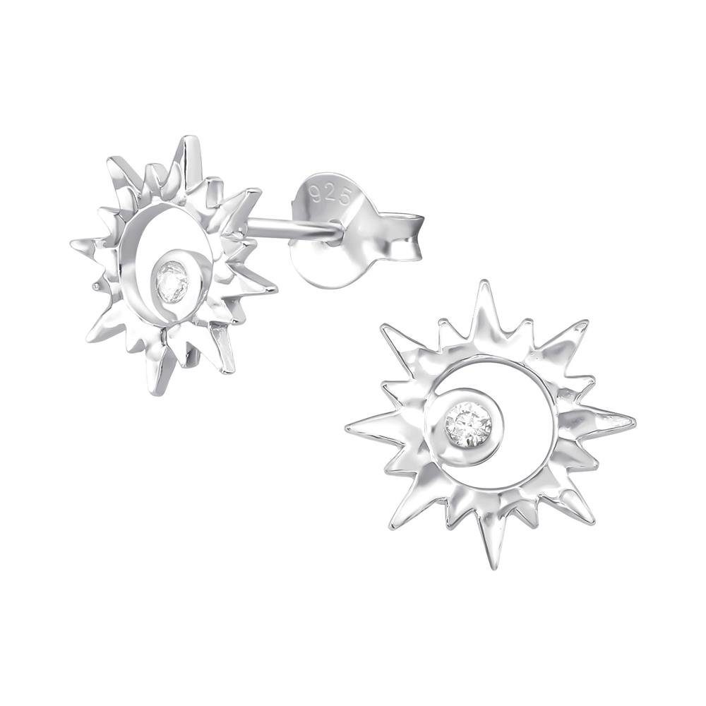 BUNGSA Ohrring-Set Ohrstecker Sonne aus 925 Silber Damen (1 Paar (2 Stück), 2-tlg), Ohrschmuck Ohrringe
