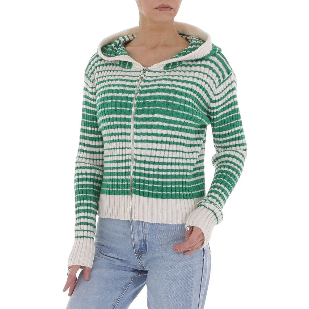 Ital-Design Вязаные свитера Damen Freizeit Kapuze Gestreift Stretch Вязаные свитера in Weiß