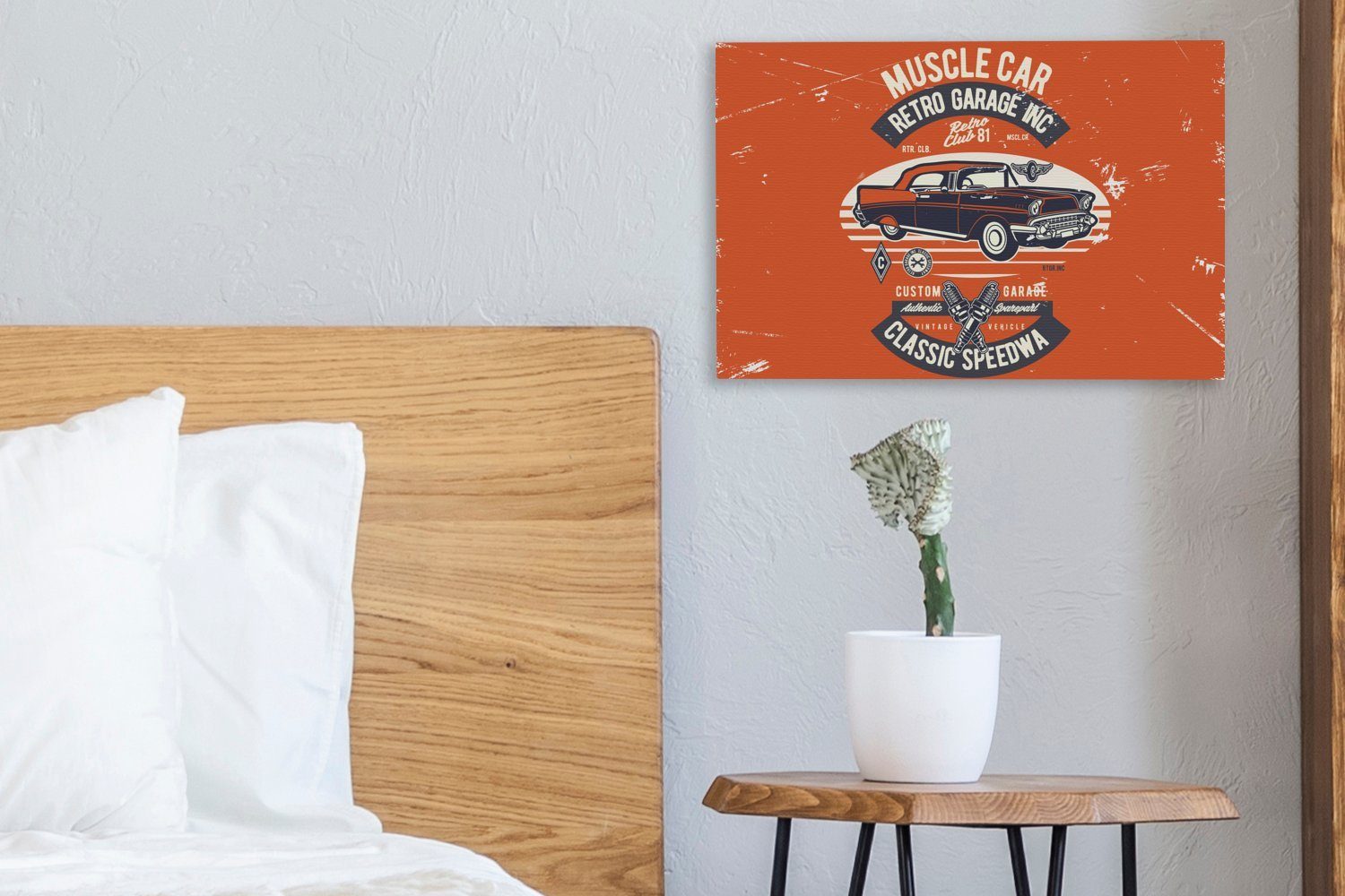 Wandbild Orange - Zitat, Aufhängefertig, - cm Oldtimer 30x20 St), OneMillionCanvasses® Wanddeko, Auto (1 - Leinwandbilder, Leinwandbild