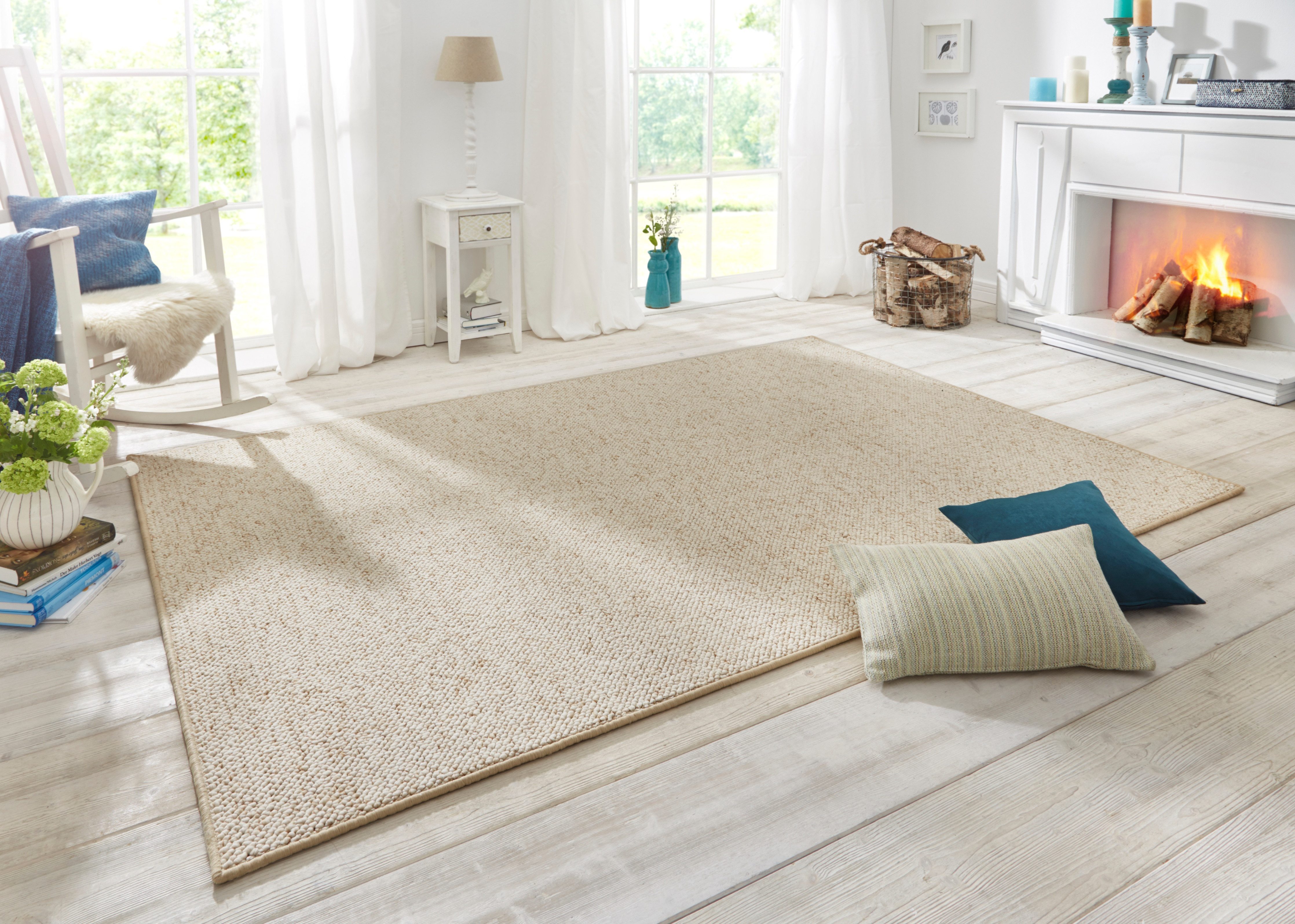 HANSE Home Teppich Wolly 2, rechteckig, Höhe: 12 mm, Flachgewebe, Läufer, Skandi, Woll-Optik, Esszimmer, Wohnzimmer, Flur
