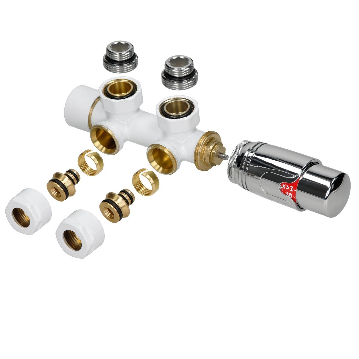 Heizkörperthermostat Ventil-Armaturen Set Multiblock Anschlussgarnitur Thermostat