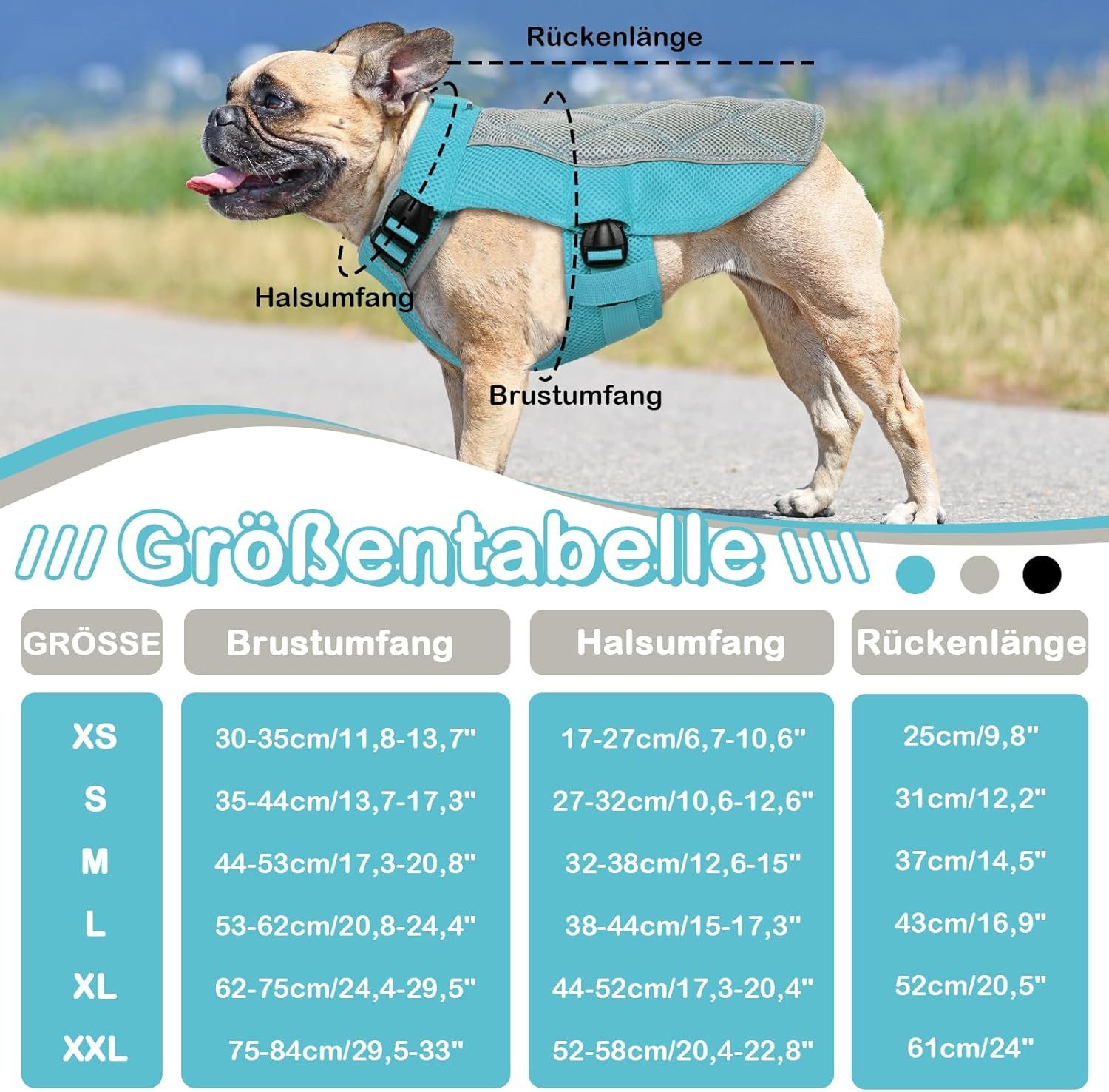 FELIXLEO Hundeweste Kühlweste Hund Atmungsaktiv mit D-Ring Sommer Kühlmantel XS Blau.