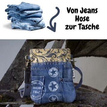 Sunsa Umhängetasche Damen Umhängetasche aus Canvas & recycelte Jeans, Kleine Crossbody Bag