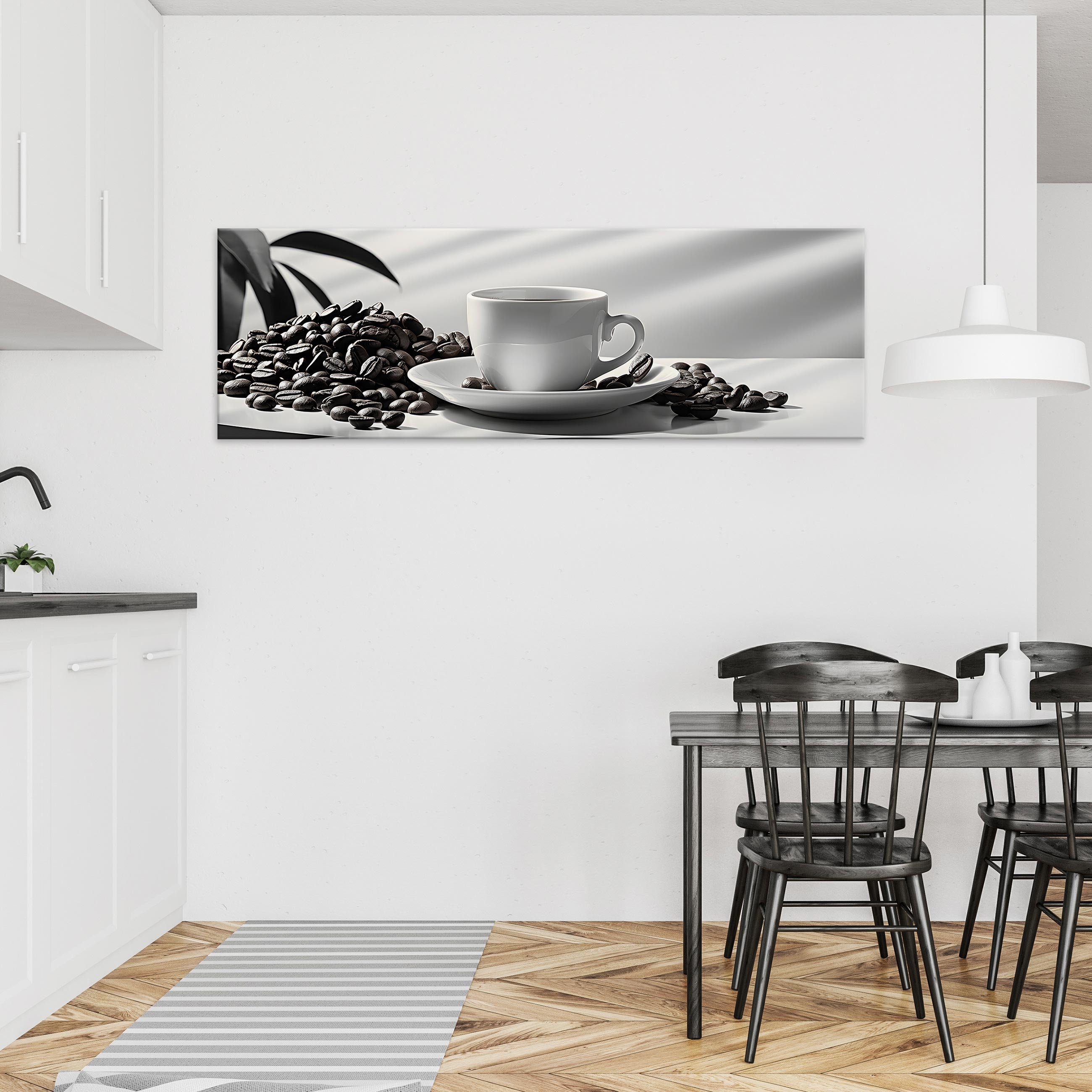 Wallarena Leinwandbild Küche Bild XXL Leinwandbilder St), Tasse Aufhängefertig Modern, Leinwand Kunst Coffee Esszimmer Leinwandbild Bilder 1 Wandbild Kaffee Groß (Einteilig