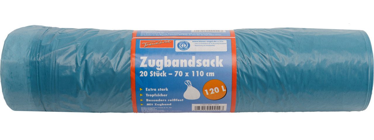 Trend Line Müllbeutel Trendline Müllsack120 L, 35 mµ, mit Zugband, blau