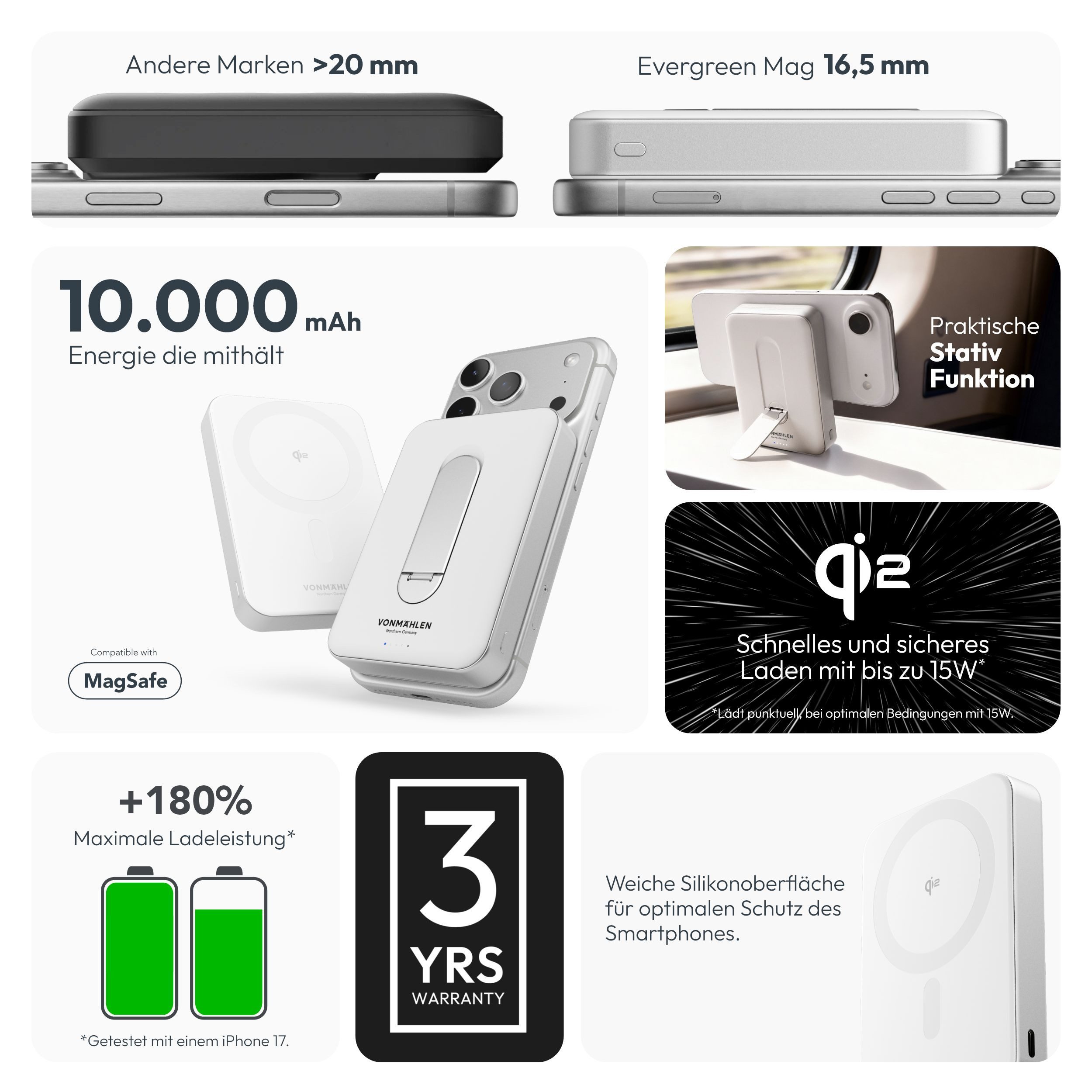 VONMÄHLEN Evergreen Mag 10.000 mit Kickstand Powerbank