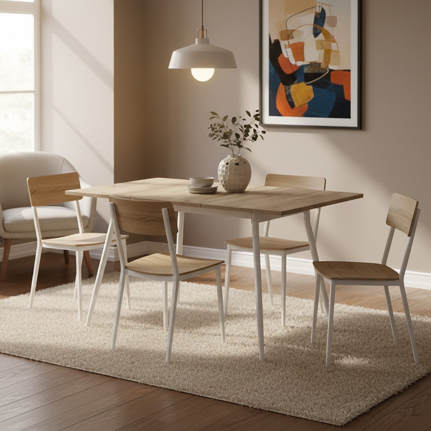 B&D home Esstisch LIO, Metallgestell schwarz oder weiß, ausziehbar, 4-6 Per günstig online kaufen