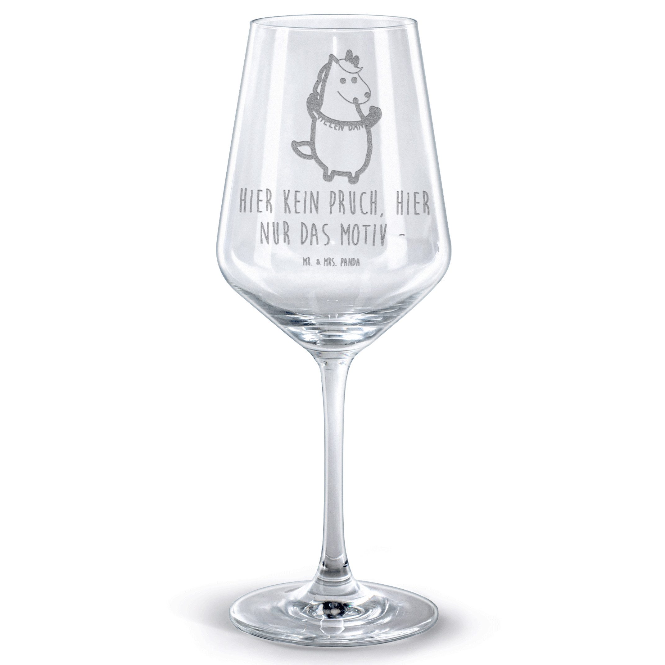 Mr. & Mrs. Panda Rotweinglas Einhorn Dankeschön - Transparent - Geschenk, Pegasus, Einhorn Deko, H, Premium Glas, Feine Lasergravur