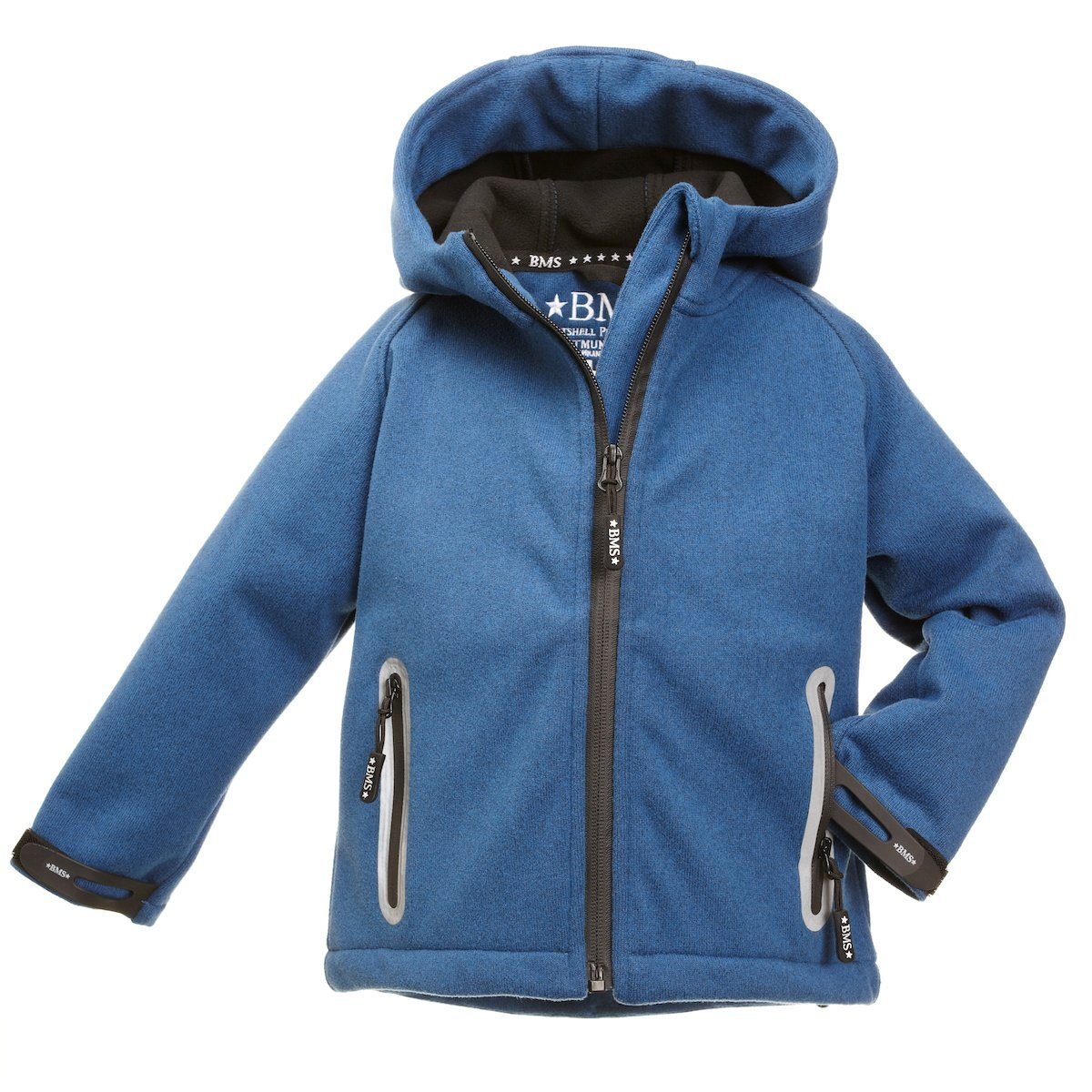 BMS Outdoorjacke Kinder Outdoorjacke Softshell in Strickoptik