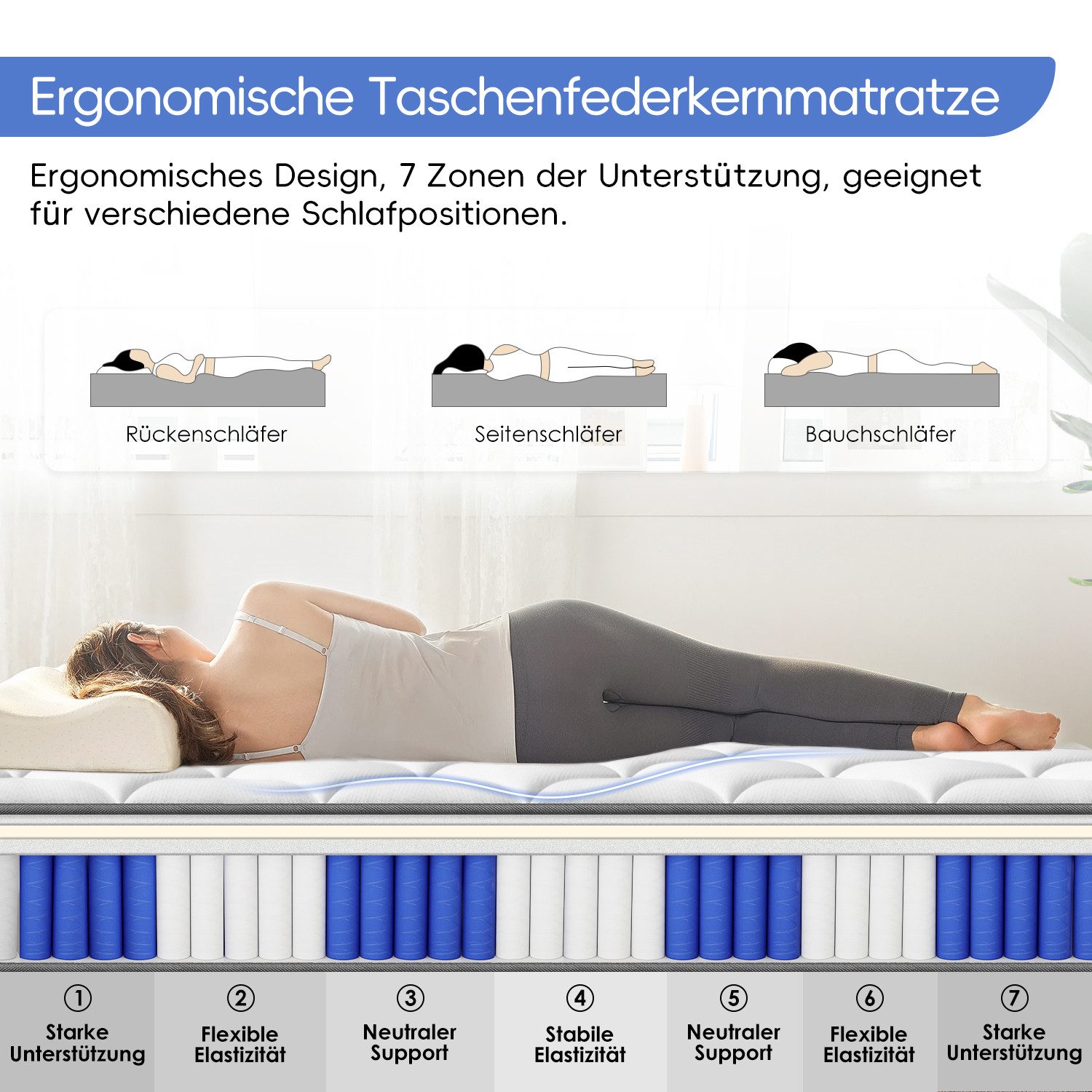 Taschenfederkernmatratze Matratze, 7-Zonen Federkernmatratze Matratzen,mit günstig online kaufen