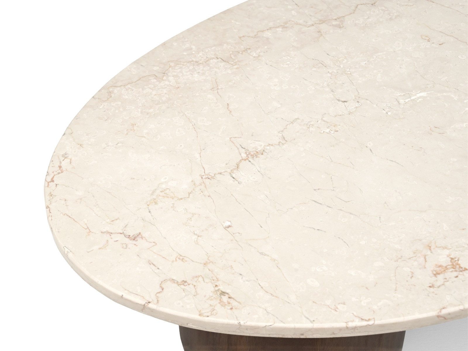 Maison ESTO Couchtisch NACERA oval Naturstein Mangoholz braun 120 cm, Tischplatte aus echtem Naturstein, Säulenfüße aus massivem Mangoholz – Bild 5 von 5