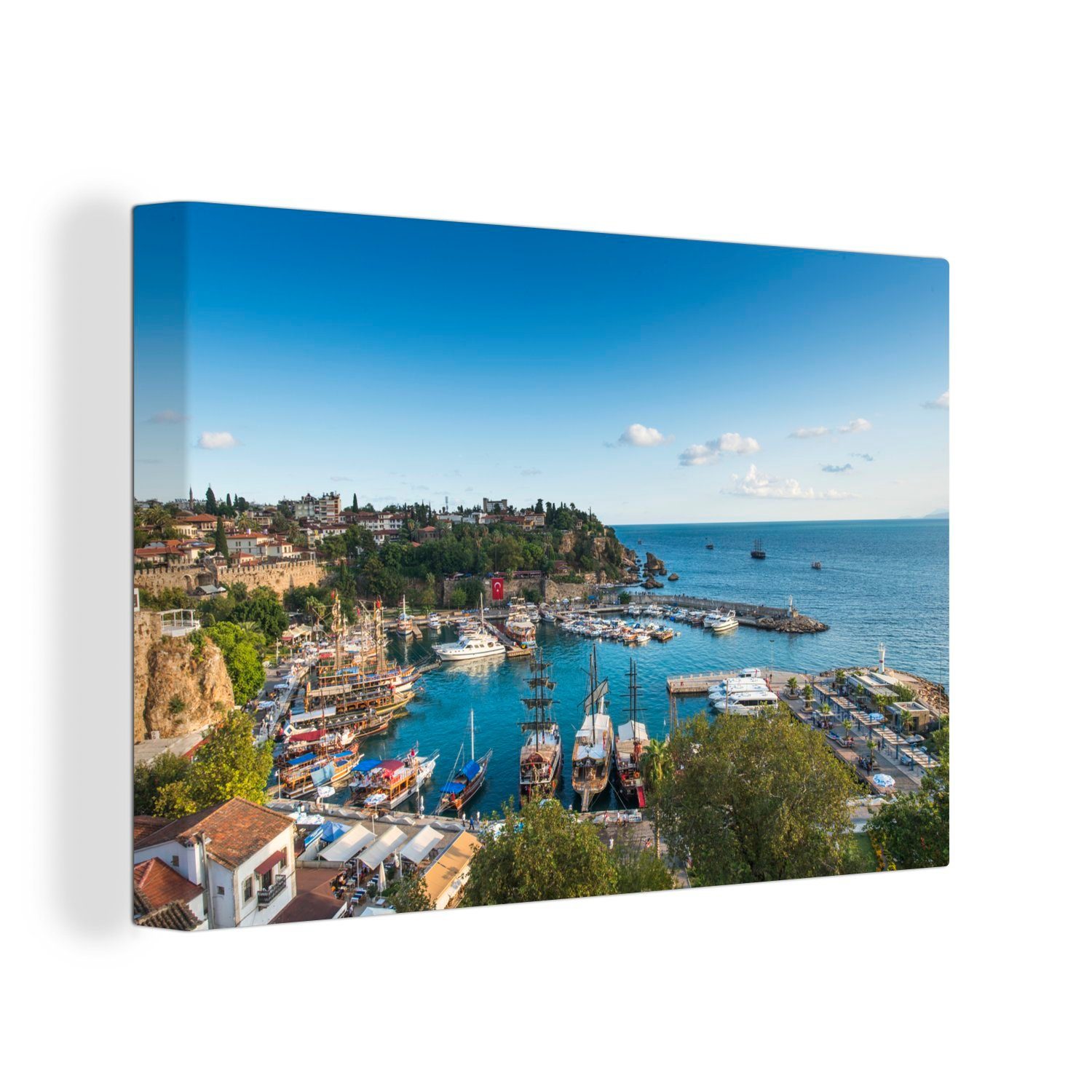 OneMillionCanvasses® Leinwandbild Der europäische Hafen in Antalya, Türkei, (1 St), Wandbild Leinwandbilder, Aufhängefertig, Wanddeko, 30x20 cm