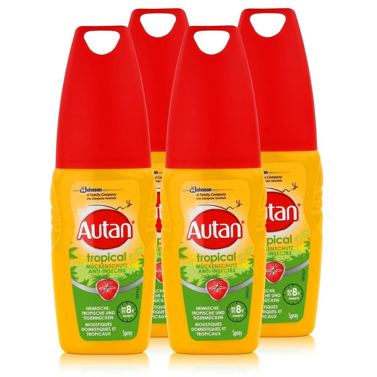 Autan Insektenspray Autan Mückenschutz Tropical Pumpspray 100ml - Bis zu 8h Schutz (4er Pa