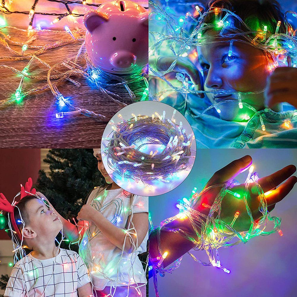 dimmbar, LED-Lichterkette Rosnek Multicolor Terrasse, 8 7/12M, wasserdicht, Korridor Weihnachten Fernbedienung;Geburtstag Timer; Hochzeit Modi, für USB,