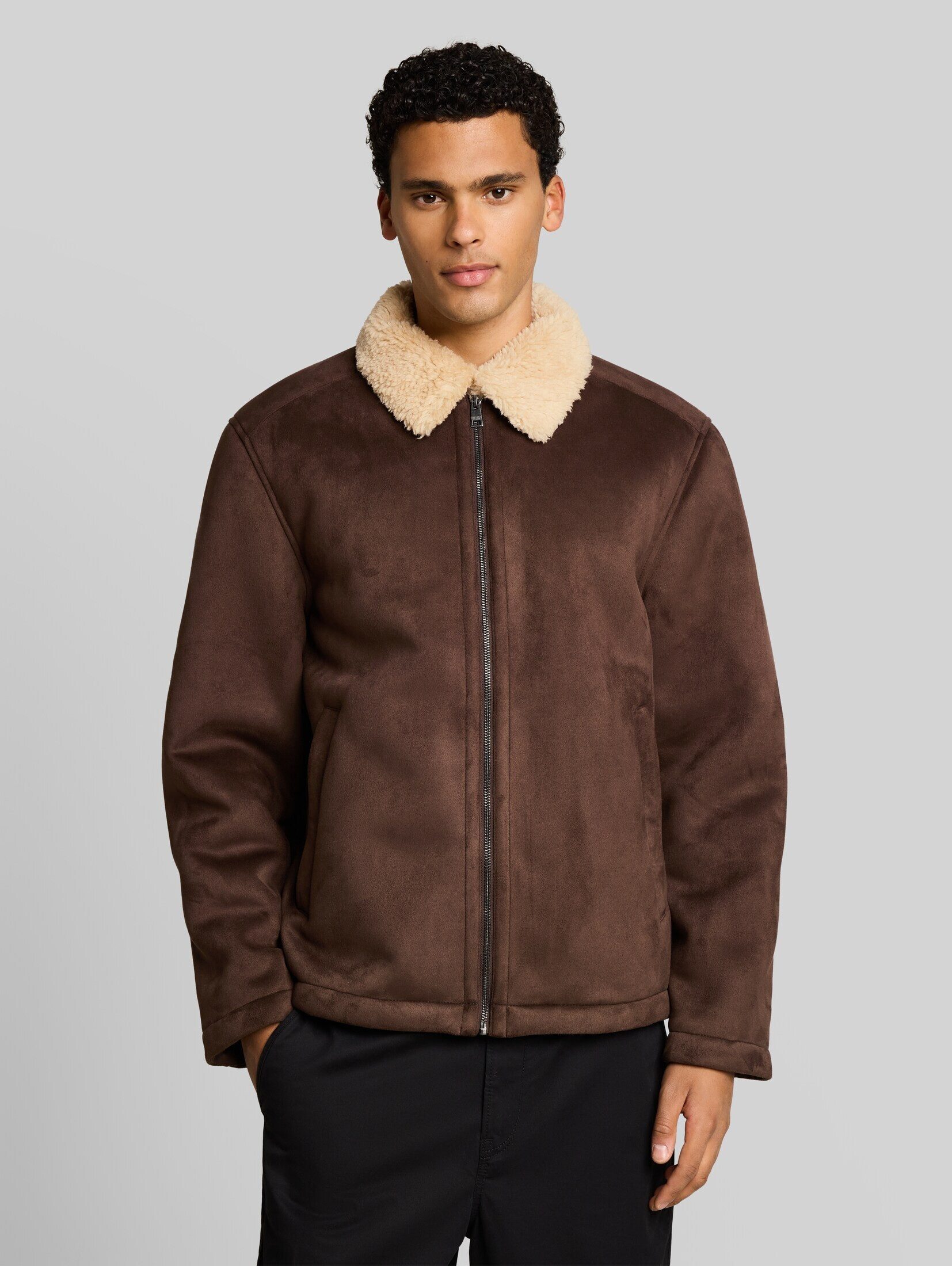 TOM TAILOR Denim Lederimitatjacke Jacken Relaxed Fit Jacke in Wildleder-Optik