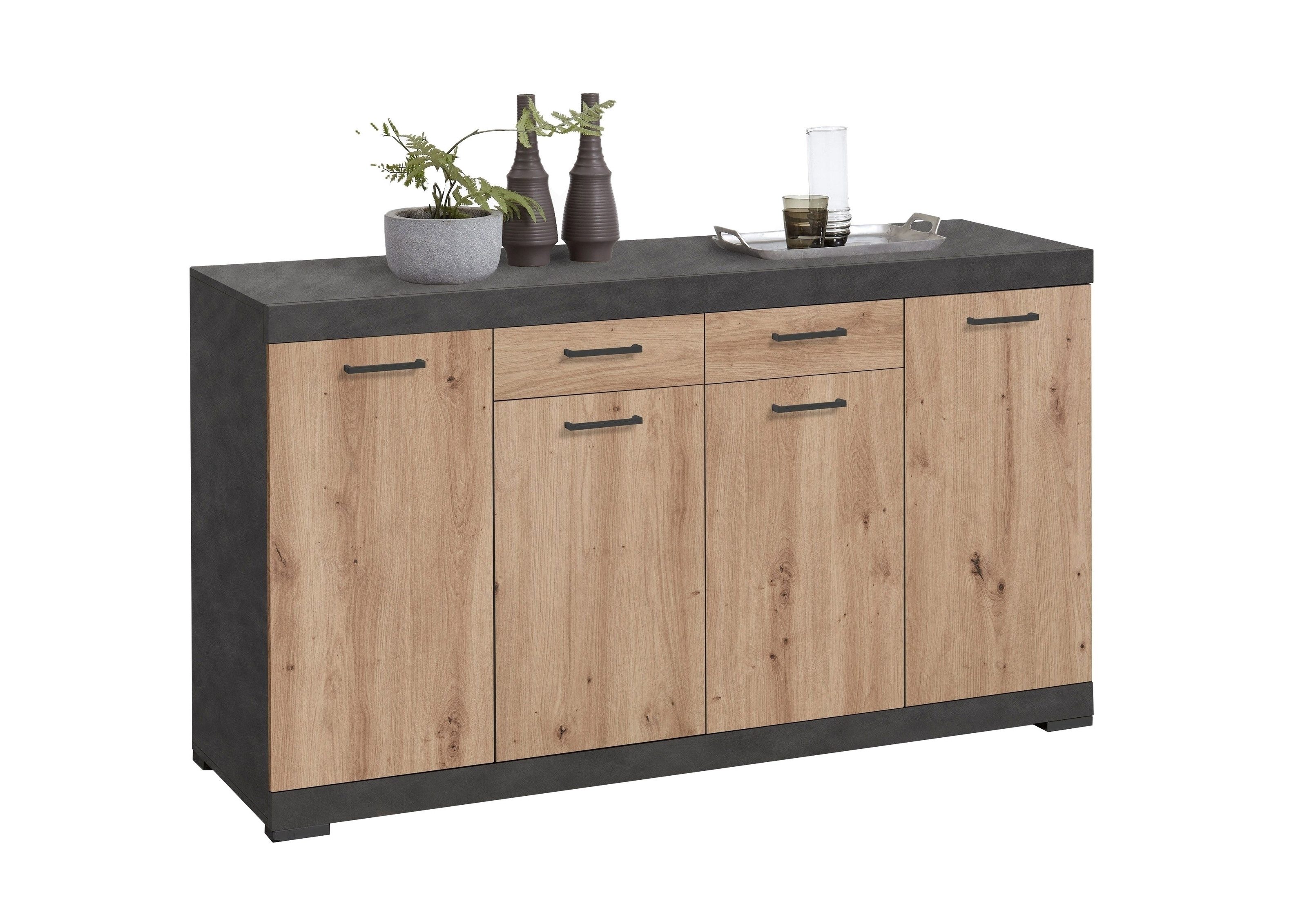 PREISBRECHER Kombikommode BRISTOL 4 XL, in Matera-Artisan Eiche - 160x89,9x49,9cm (BxHxT)
